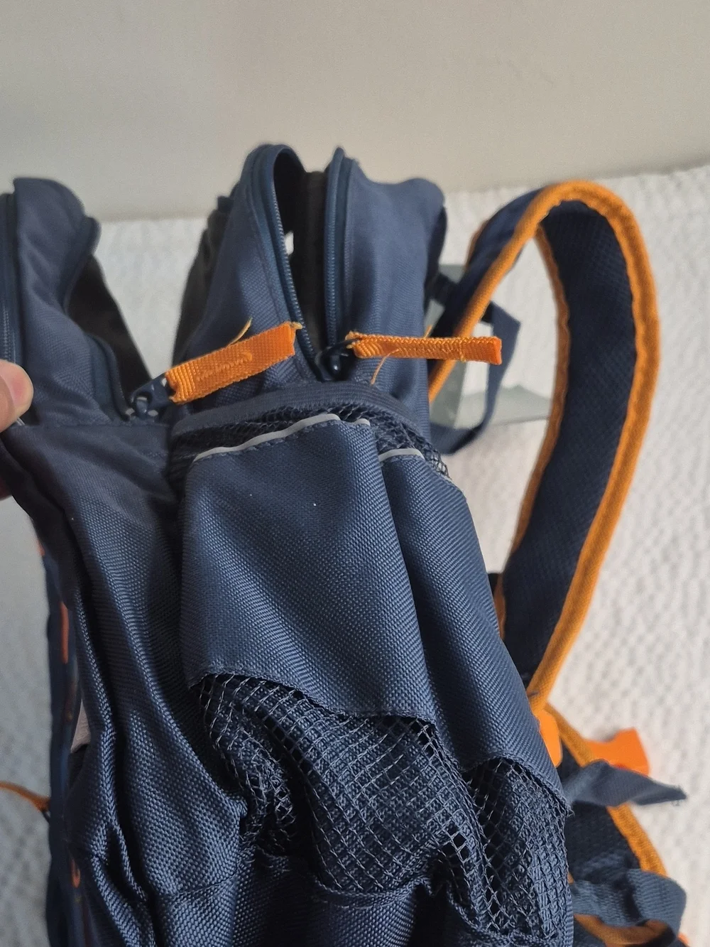 TOPMOVE School Backpack 18in Blue/Orange Geometric Polyester Rain Cover Laptop